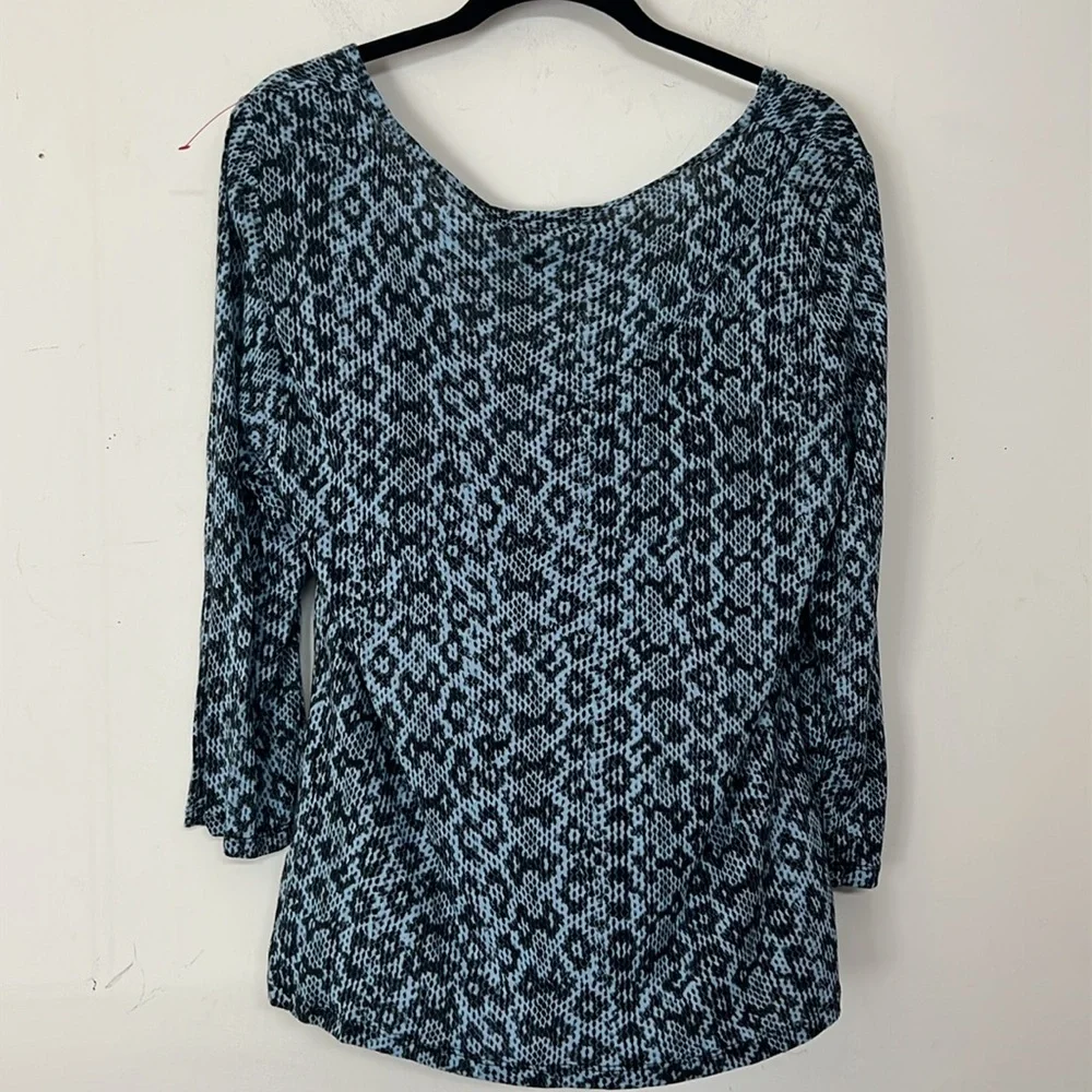 🌞 Michael Kors NWT Elegant Blue & Black Cowl Drape Neck blouse women size XL